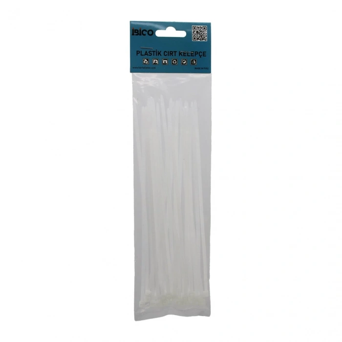 25PCS   BEYAZ   3.6X200MM  PLASTİK CIRT KELEPÇE (5263)