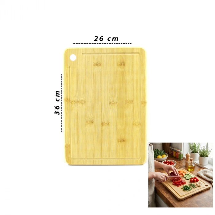 26X36X1.8CM AHŞAP BAMBU KESİM PANOSU - KESME TAHTASI (5263)