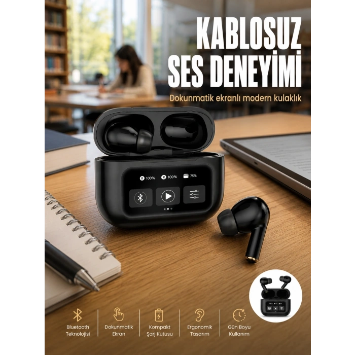 2.nesil Pro Ekranlı Sesli Görüşme Yapabilen Kablosuz Bluetooth Kulaklık Yeni Nesil
