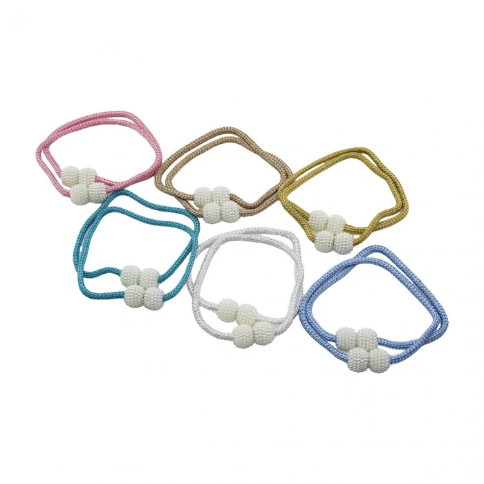 2PCS   BONCUK TOPLU - MIKNATISLI  RENKLİ PERDE İPİ (5263)