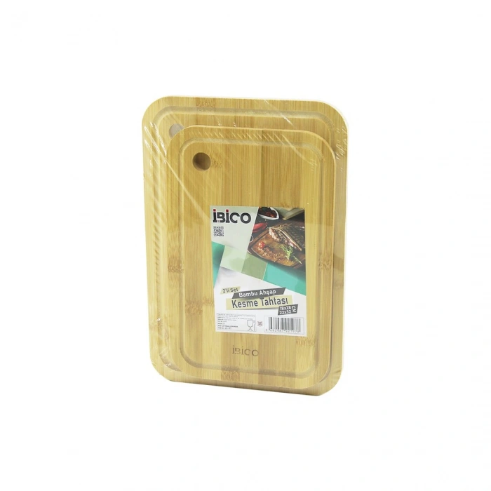 2PCS SETOVAL KENARLI - YUVARLAK DELİKLİ AHŞAP BAMBU KESİM PANOSU - KESME TAHTASI 18X28X1CM--22X32X1CM (5263)