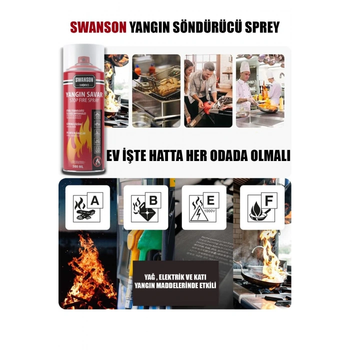 3 ADET YANGIN SÖNDÜRÜCÜ - YANGIN SAVAR SPREY 500ML + 500 ML + 500 ML  EV - OFİS - OTO ARAÇ   ATEŞ BOĞUCU KÖPÜK TABAKA OLUŞTURUR (5263)