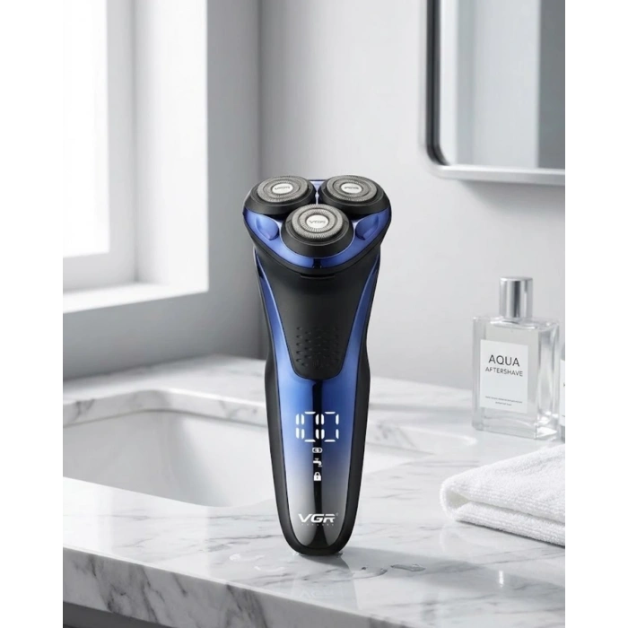3 Başlıklı Elektrikli Tıraş Makinesi Su Geçirmez Dijital Göstergeli