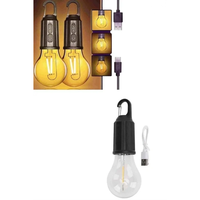 3 Farklı Mod Ledli Şarjlı Asma Kancalı Kamp Lambası Taşınabilir Ampul