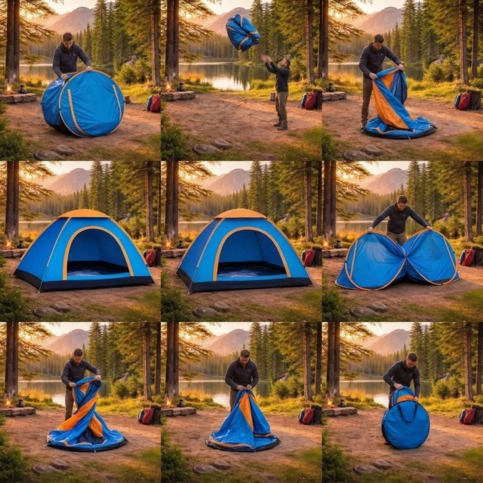 3 Kişilik Yarı Otomatik Kurulum Kamp Çadırı – Suya Dayanıklı, Taşıma Çantalı Outdoor Aile Çadırı, Piknik, Plaj ve Doğa 200x150x110 cm (5263)