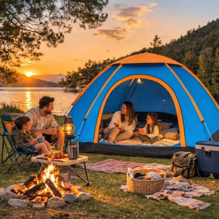 3 Kişilik Yarı Otomatik Kurulum Kamp Çadırı – Suya Dayanıklı, Taşıma Çantalı Outdoor Aile Çadırı, Piknik, Plaj ve Doğa 200x150x110 cm (5263)