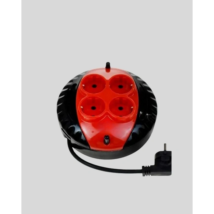 3 Metre Kablolu 4’lü Kırmızı Priz Makara