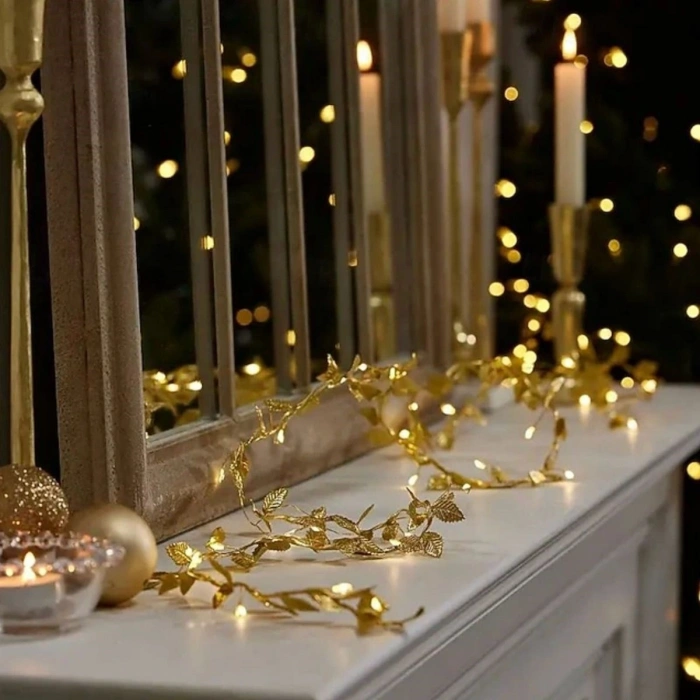 3 Metre Yaldızlı Gold LED Işık – Dekoratif Ortam ve Yılbaşı Aydınlatması (5263)