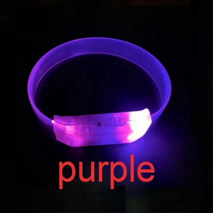 3 Modlu Pilli LED Işıklı Esnek Parti Bilekliği Mor (5263)