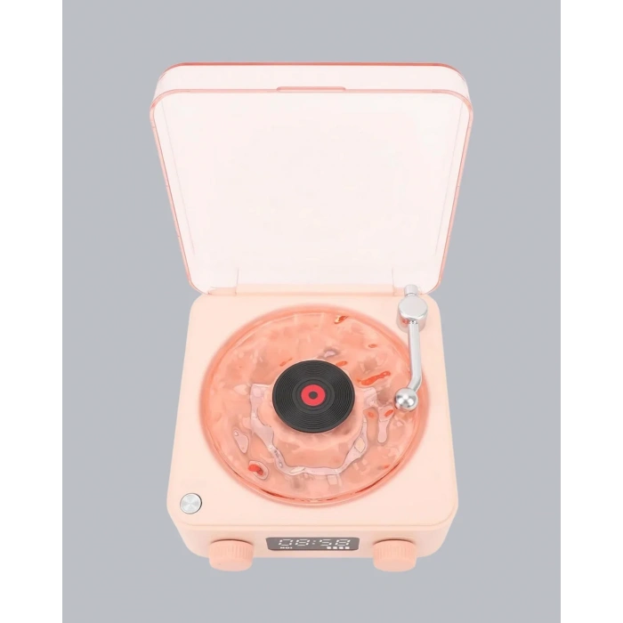 3-ü-1 Gece Işığı Bluetooth Hoparlör Ve Dijital Saat Vintage Plak Çalar Tasarımlı