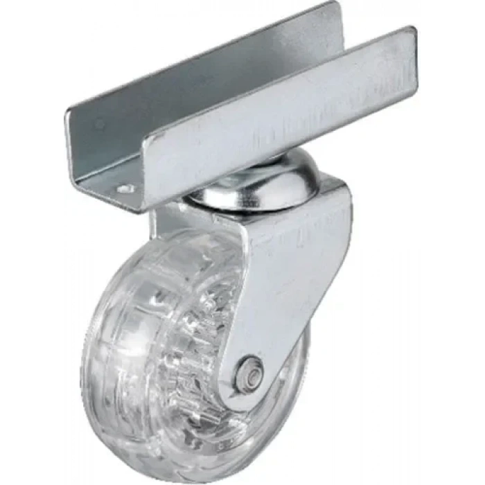 327 - 50x20 Mm Şeffaf Makaralı Uzun U Tablalı Teker 4 Adet