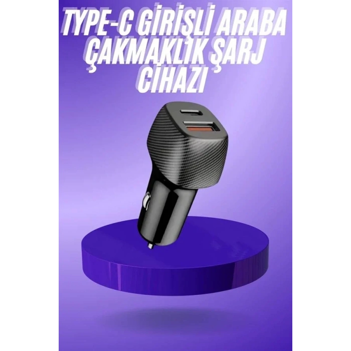 38w Usb Type-c Girişli Oto Çakmaklık Araç İçi Hızlı Şarj Çakmaklık Şarj Aleti
