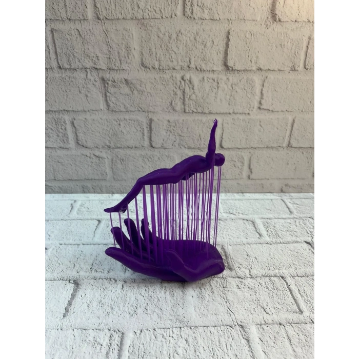 3d El İnsan Figürü Mor Modern Sanatsal Dekoratif Biblo 12x18 Cm