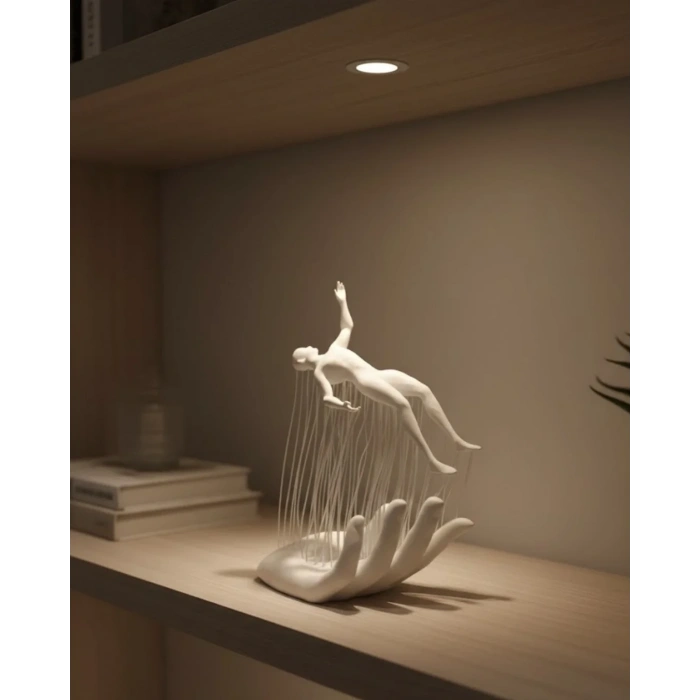 3d El Üzerinde İnsan Figürü Beyaz Minimal Masa Üstü Dekor