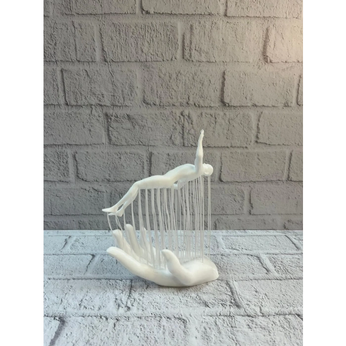 3d El Üzerinde İnsan Figürü Beyaz Minimal Masa Üstü Dekor