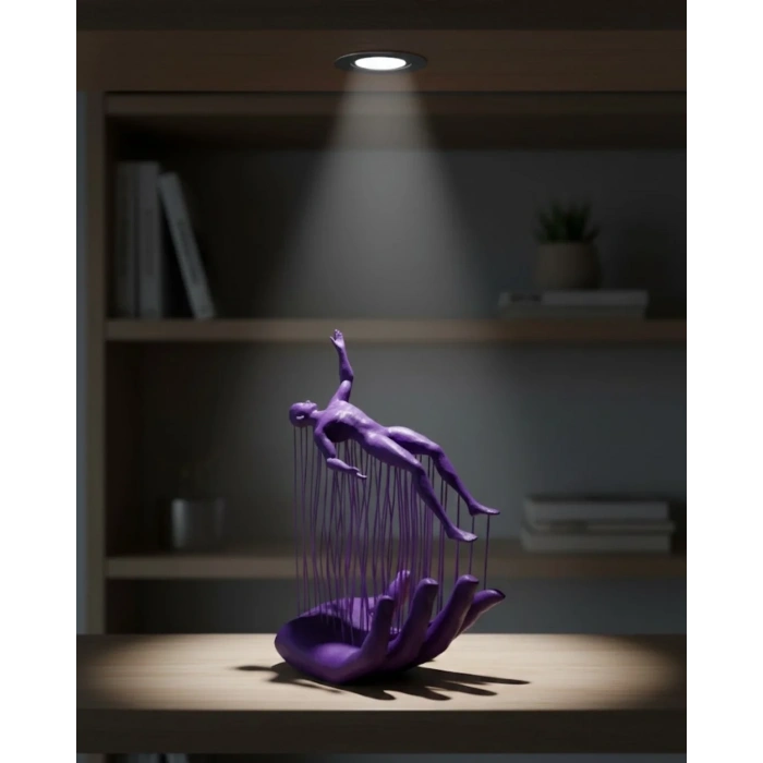 3d El Üzerinde İnsan Figürü Mor Soyut Tasarım Dekor Biblo