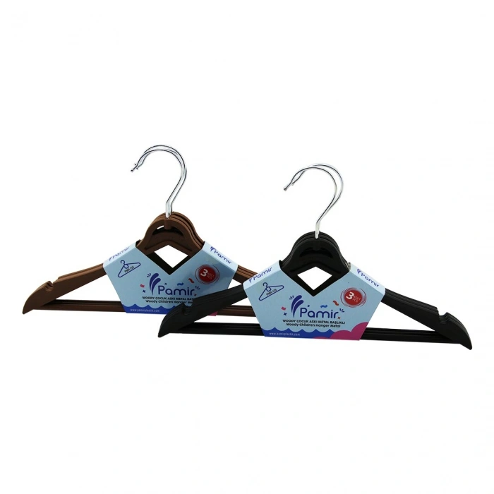 3PCS  PLASTİK ÇOCUK ELBİSE ASKISI  METAL BAŞLIKLI (5263)