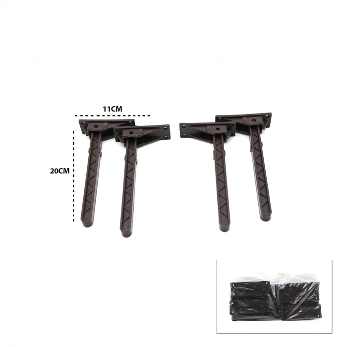 4 ADET KAHVERENGİ SOFRA AYAK KOMPLE PLASTİK 20CM AÇ KAPA (5263)