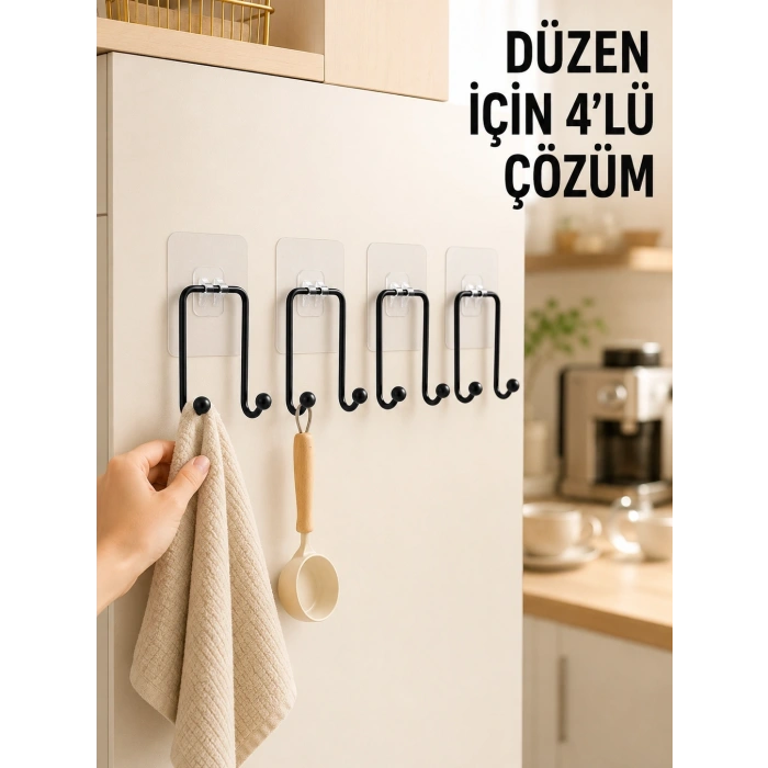 4 Adet Yapışkanlı Askı Çok Amaçlı Mutfak Banyo Düzenleyici Askılık
