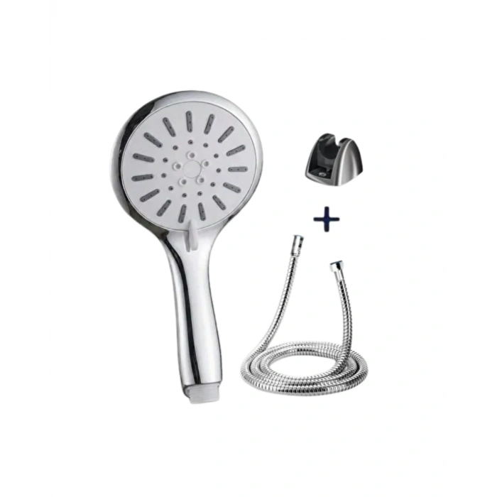 4 Fonksiyonlu Krem El Duşu Seti Spiral Hortum Ve Duş Askısı