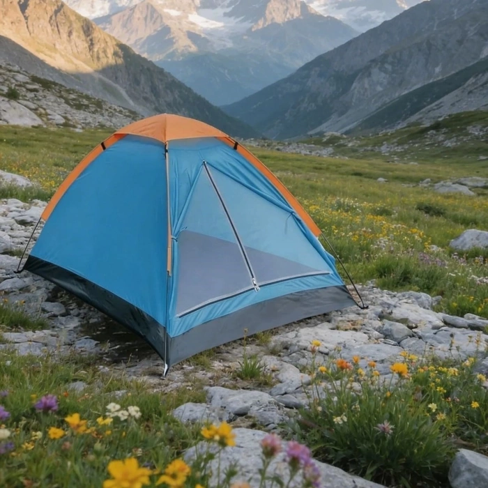 4 Kişilik Kamp Çadırı Manuel Kurulum Düz Kapılı Outdoor Dayanıklı Kamp Doğa Çadırı 200 x 200 x 110 cm (5263)