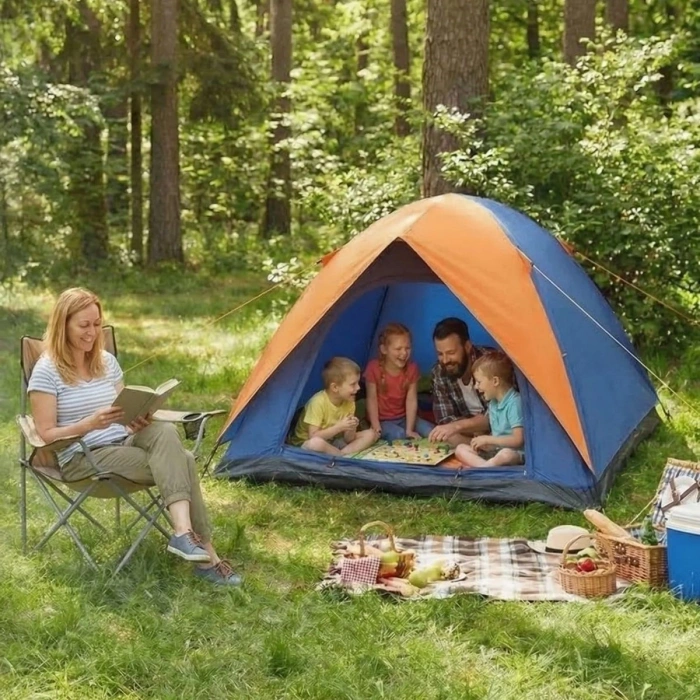 4 Kişilik Manuel Kurulum Gölgelikli Kamp Çadırı – Aile, Doğa, Piknik ve Outdoor 200x200x135 cm (5263)