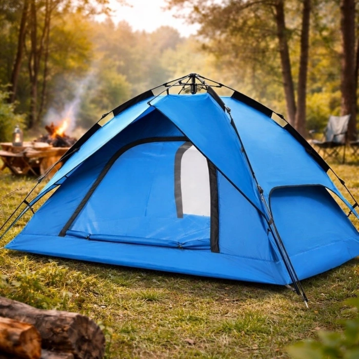 4 Kişilik Otomatik Kamp Çadırı – Çift Katmanlı, Suya Dayanıklı, Hızlı Kurulum Outdoor Aile ve Doğa Çadırı 200x200x140 cm (5263)