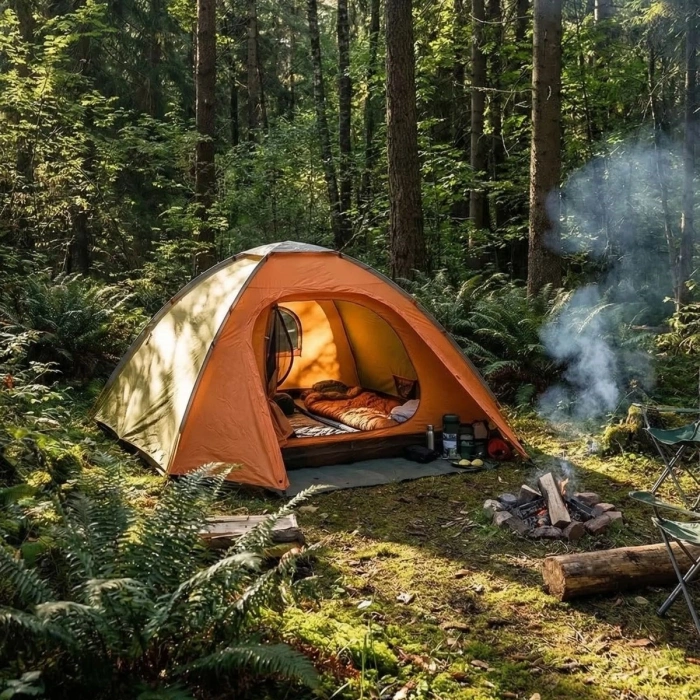 4 Kişilik Yarı Otomatik Kamp Çadırı – Suya Dayanıklı, Hızlı Kurulumlu Outdoor Aile Çadırı, Doğa, Kamp ve Piknik 200x200x135 cm (5263)