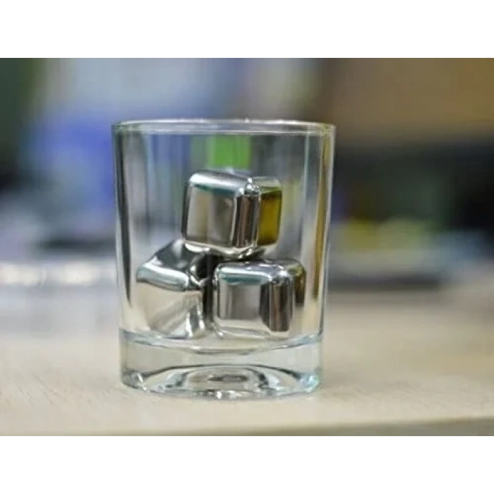 4lü Çelik Metal Kaplama Viski Taşı Soğutma Buz Küpü