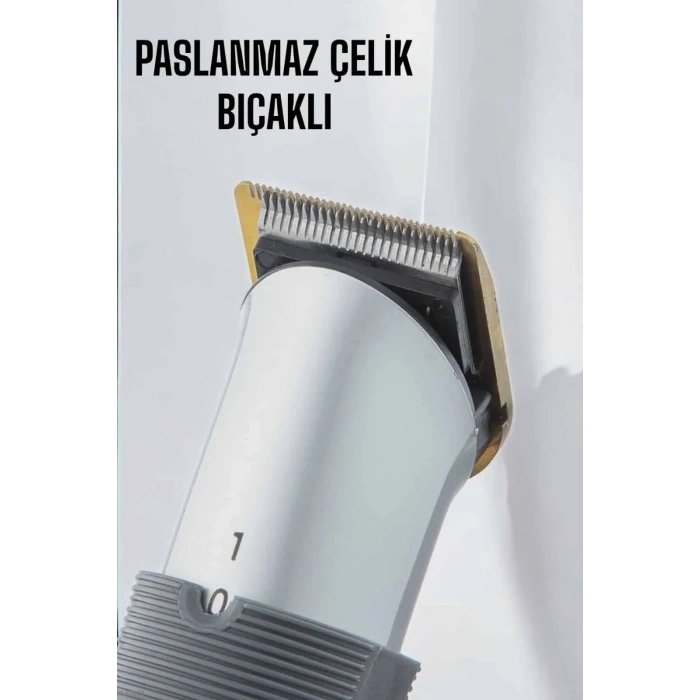 4 Taraklı Profesyonel Şarjlı Saç Ve Sakal Kesme Tıraş Makinesi Seti