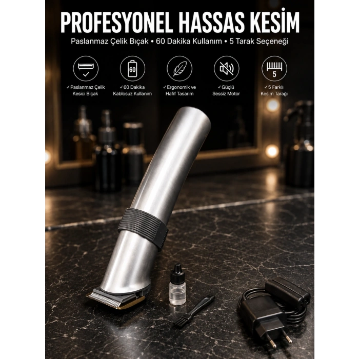 4 Taraklı Taşınabilir Profesyonel Saç Ve Sakal Kesme Tıraş Makinesi Yeni Nesil