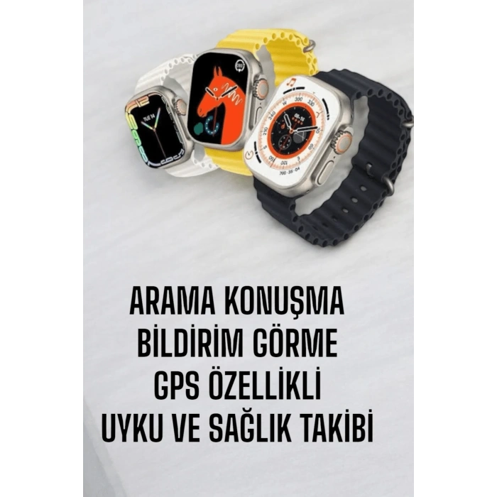 45 Mm Gri Kasa Ultra Akıllı Saat Sesli Görüşme, Sağlık Takibi, Suya Dayanıklı