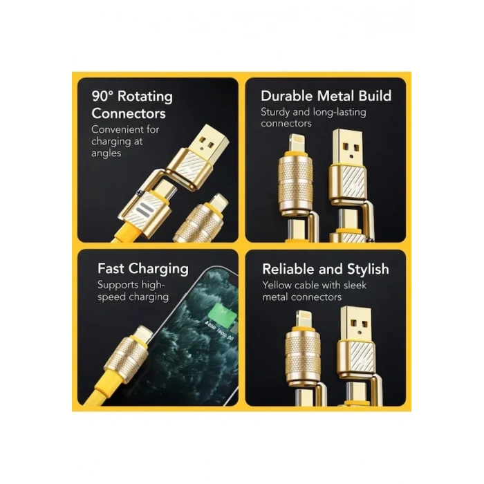 4in1 Hızlı Şarj Ve Data Kablosu Type-c / Lightning / Micro Usb PL-8631 (5263)