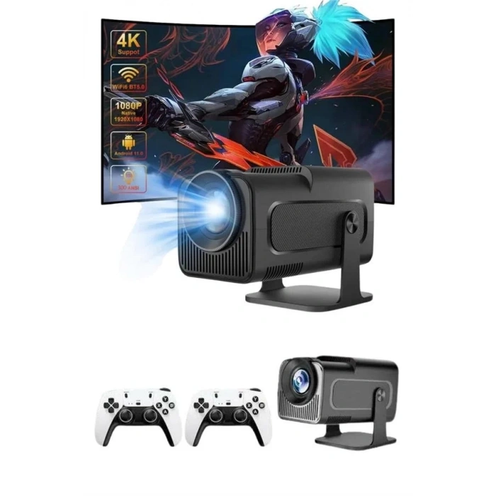 4k Android Smart Wi-fi Çift Kollu Projeksiyon Game Box Kumandalı Taşınabilir