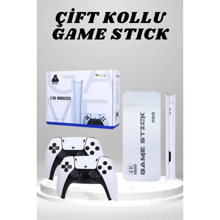 4k Hd Görüntü Kaliteli Retro Game Stick 20000 Oyunlu Çift Kollu Beyaz Game Stick