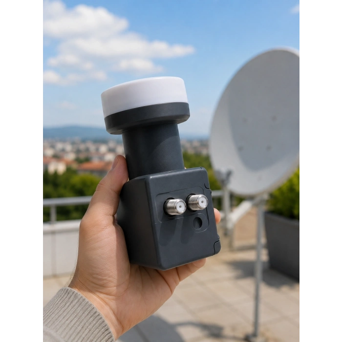 4k Ultra Hd Twin Lnb Çift Uydu Çıkışlı Ku Band Çanak Anten Lnb 0.1 Db