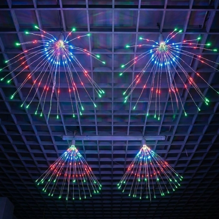 4’lü Açılır LED Işık Seti – 8 Farklı Işık Modlu, Kumandalı, USB Kablolu Renkli Dekoratif Fiber LED Lamba (5263)