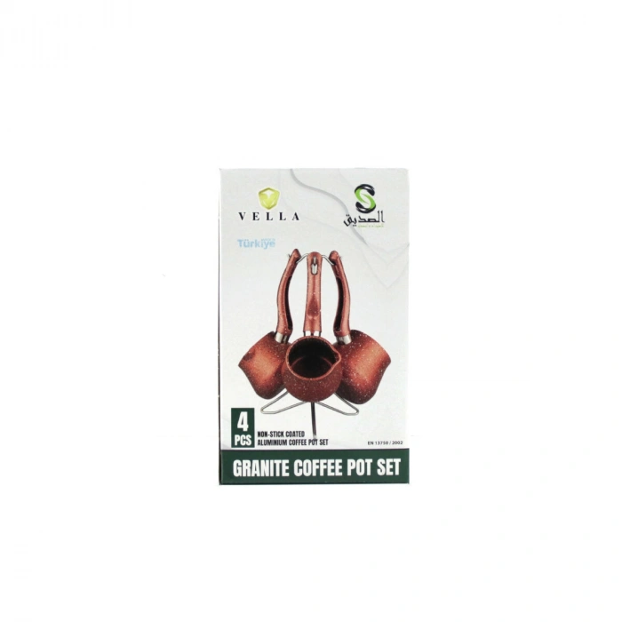 4PCS 230-280-380ML GRANİT - ÇELİK CEZVE RENKLİ METAL STANDLI (5263)