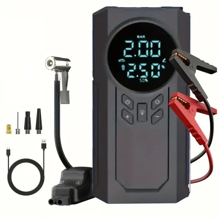 4’ü 1 Arada Lastik Şişirici – Akü Takviyesi – Powerbank – Led Işık (5263)