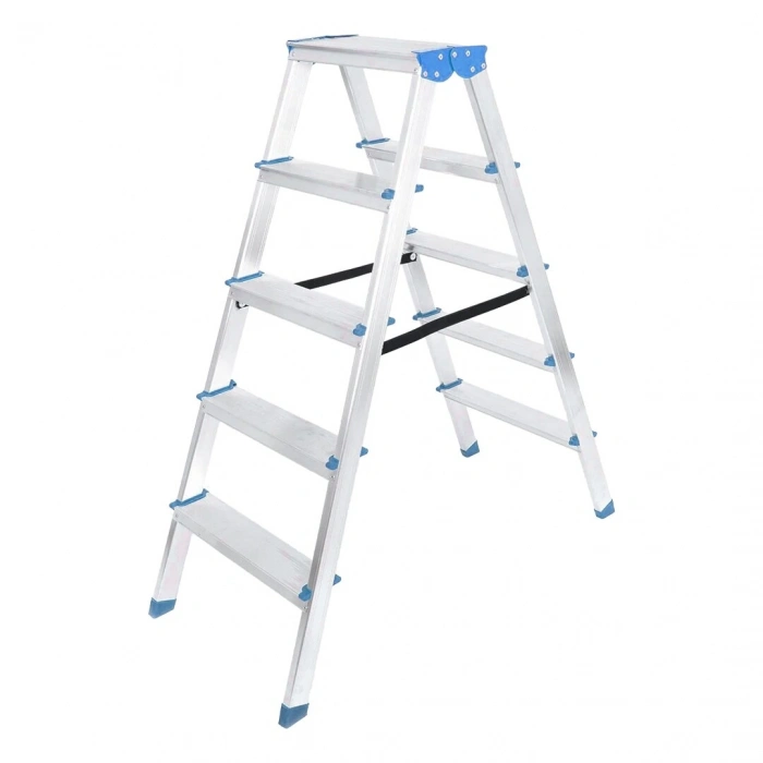 5+5 ÇİFT BASAMAKLI ALÜMİNYUM METAL MERDİVEN YÜKSEKLİK = 115CM BAŞ GENİŞLİK = 8CM (5263)