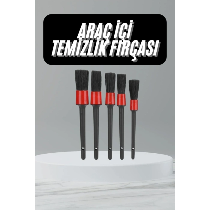5 Adet Oto Detaylı Temizleyici Araç İçi Temizlik Fırça Seti Koltuk Döşeme Kapı Toz Alma Fırçası