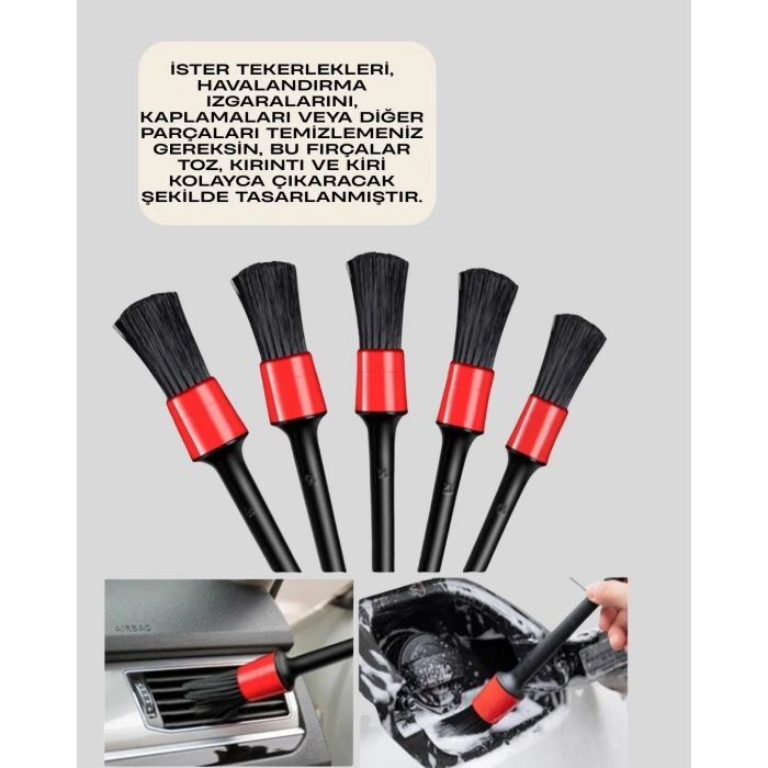 5li Araç Temizlik Fırça Seti-detaylı Temizlik İçin Çok Amaçlı Fırçalar