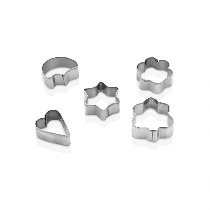 5 PCS METAL KURABİYE KALIP KALP - YILDIZ - PAPATYA - AĞAÇ (5263)