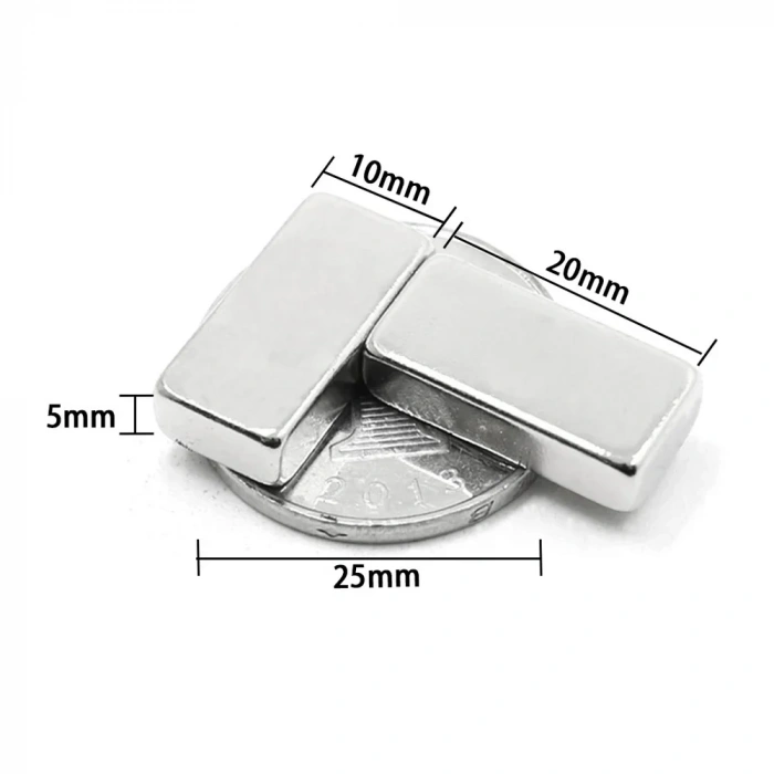 50 Adet 20x10x5 Mm Neodyum Magnet N35 Güçlü Mıknatıs Köşeli Ve Dayanıklı Nikel Kaplama