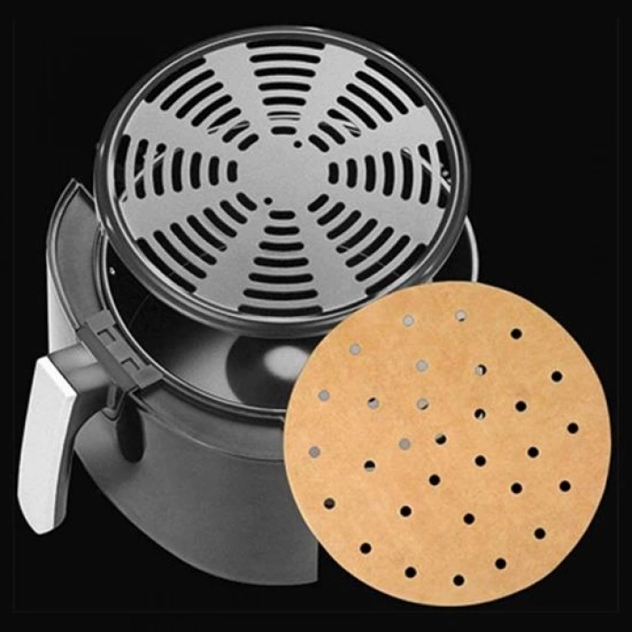 50 Adet Air Fryer Pişirme Kağıdı Tek Kullanımlık Gıda Pişirme Kağıdı Delikli Yuvarlak Model (5263)
