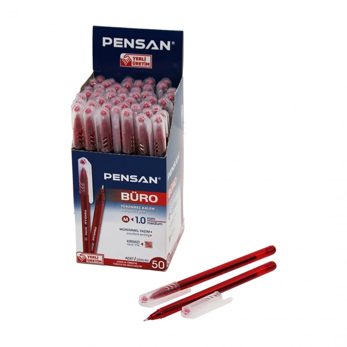 50 ADET PENSAN BÜRO KIRMIZI TÜKENMEZ KALEM M-MEDİUM - 1.0MM UÇ (5263)