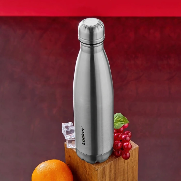 500ML KROM ŞİŞE TERMOS PASLANMAZ ÇELİK - KAYDIRMAZ TPR TABAN (5263)