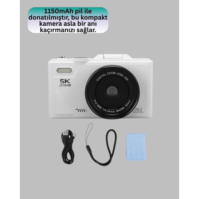 5k Dijital Kamera Otofokus Wifi Aktarım Ve 18x Dijital Zoom