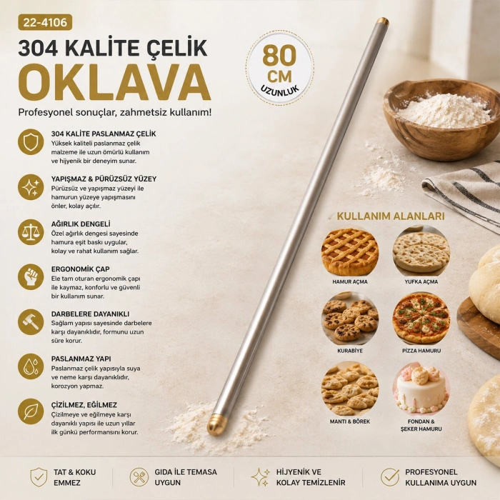 6 ADET 80CM ÇELİK LUX METAL OKLAVA (5263)
