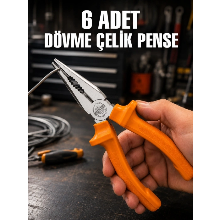 6 Adet Dövme Çelik Pense El Aleti Seti